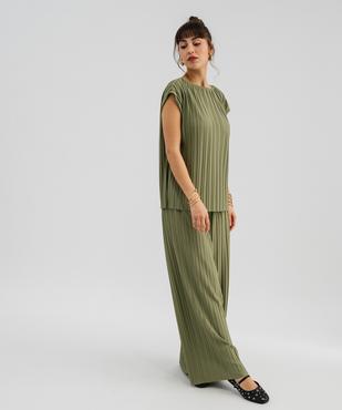 Tee-shirt sans manches loose en maille plissée femme vue4 - GEMO(FEMME PAP) - GEMO