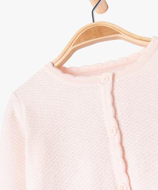 Gilet court en coton fantaisie bébé fille vue2 - GEMO(BEBE DEBT) - GEMO