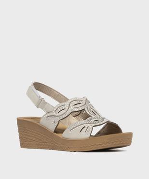 Sandales confort compensées avec perles et strass femme vue2 - G'FLEX - GEMO