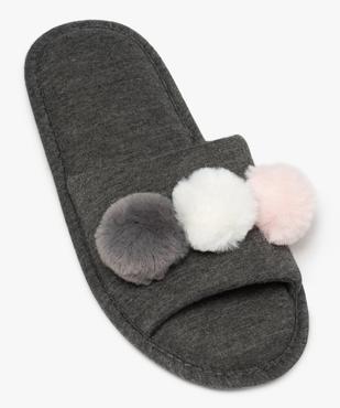 Chaussons femme mules ouvertes avec pompons vue5 - GEMO(HOMWR FEM) - GEMO