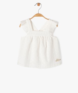 Blouse bébé fille en dentelle anglaise à bretelles volantées croisées - LuluCastagnette vue1 - LULUCASTAGNETTE - GEMO