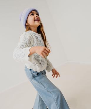 Pull en maille ajourée avec finitions dentelées fille vue1 - GEMO (ENFANT) - GEMO