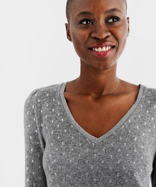 Tee-shirt manches longues avec col V à motifs scintillants femme vue2 - GEMO(FEMME PAP) - GEMO