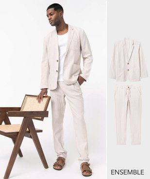 Costume beige en lin homme  - GEMO