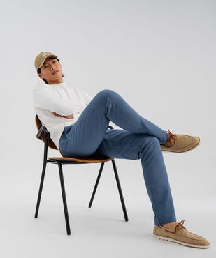 Pantalon chino coupe slim en toile de coton stretch au coloris unique homme vue3 - GEMO 4G HOMME - GEMO