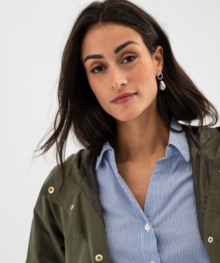 Parka courte à capuche toucher peau de pêche femme - LuluCastagnette vue3 - LULUCASTAGNETTE - GEMO