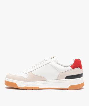 Baskets homme dessus cuir à semelle contrastante – Tanéo vue3 - TANEO - GEMO