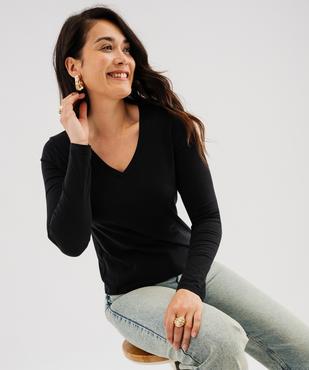 Tee-shirt manches longues et col V uni femme vue5 - GEMO 4G FEMME - GEMO