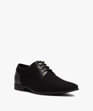 Derbies homme unis en toile et matière lisse vue3 - MARIO BALDANO - GEMO