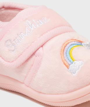 Chaussons en velours à scratch moelleux imprimé arc-en-ciel fille vue6 - GEMO (ENFANT) - GEMO