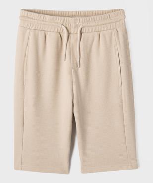 Bermuda en maille nid d'abeille 100% coton garçon vue1 - GEMO (JUNIOR) - GEMO
