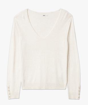 Pull en maille fine à col V et boutons fantaisie femme vue4 - GEMO 4G FEMME - GEMO