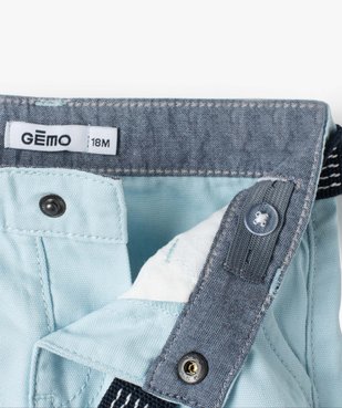 Bermuda bébé garçon en toile avec ceinture amovible vue2 - GEMO(BEBE DEBT) - GEMO
