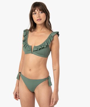 Haut de maillot de bain femme forme triangle à volants vue3 - GEMO (PLAGE) - GEMO