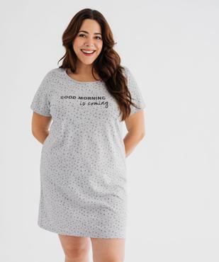 Chemise de nuit à manches courtes avec motifs femme grande taille vue1 - GEMO 4G FEMME - GEMO