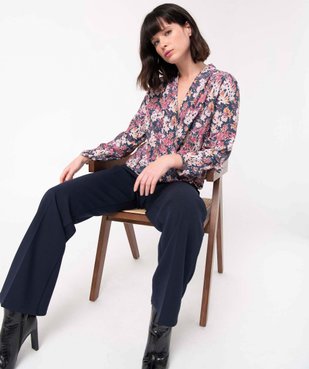 Blouse femme à manches longues forme cache-coeur  vue5 - GEMO(FEMME PAP) - GEMO