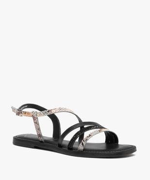 Sandales femme plates à fines brides dessus cuir - Tanéo vue2 - TANEO - GEMO