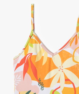 Maillot de bain fille une pièce à motifs fleuris et fines bretelles vue2 - GEMO (JUNIOR) - GEMO