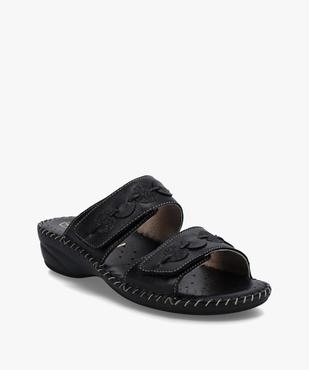 Mules femme confort dessus brides fantaisie en cuir vue2 - GEMO (CONFORT) - GEMO