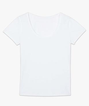 Tee-shirt femme uni à col rond et manches courtes vue4 - GEMO(FEMME PAP) - GEMO