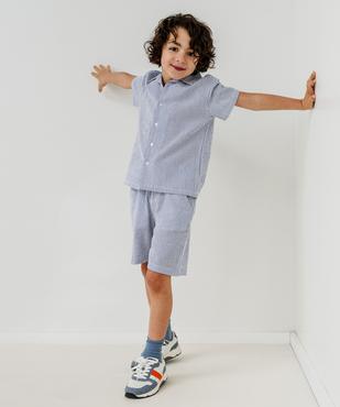 Chemise manches courtes en seersucker rayé garçon vue5 - GEMO (ENFANT) - GEMO