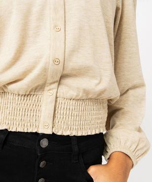 Tee-shirt manches longues boutonné à paillettes femme vue2 - GEMO(FEMME PAP) - GEMO