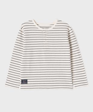 Tee-shirt rayé à col tunisien garçon - LuluCastagnette vue1 - LULU CASTAGNETTE GEMO FOR GOOD - GEMO