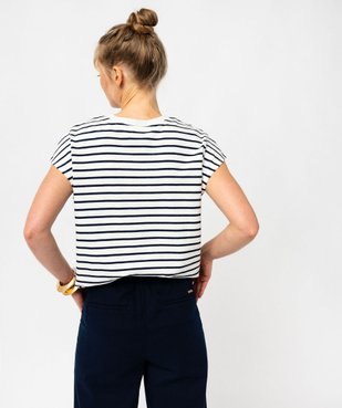 Tee-shirt à manches courtes à rayures femme - LuluCastagnette vue3 - LULUCASTAGNETTE - GEMO
