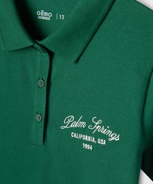 Polo manches courtes avec inscription brodée poitrine garçon vue2 - GEMO 4G FILLE - GEMO