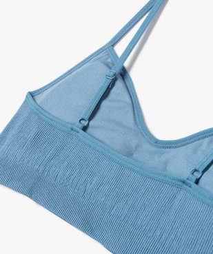 Brassière à fines bretelles en maille côtelée avec mousses amovibles fille vue2 - GEMO 4G FILLE - GEMO