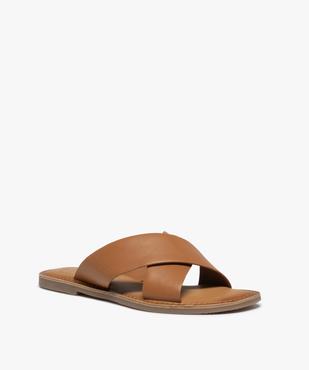 Mules femme à talon plat et larges brides croisées  vue2 - TANEO - GEMO