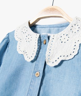 Blouse trapèze à manches longues et col brodé bébé fille - LuluCastagnette vue4 - LULUCASTAGNETTE - GEMO