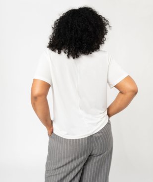 Tee-shirt à manches courtes avec col V brodé femme grande taille vue3 - GEMO (G TAILLE) - GEMO