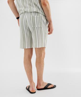 Bermuda rayé en textile de coton tissé homme vue3 - GEMO 4G HOMME - GEMO