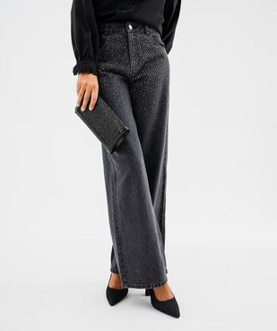 Jean Wide leg strass femme vue1 - GEMO 4G FEMME - GEMO
