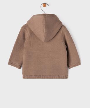 Gilet à capuche en maille torsadée doublé sherpa bébé garçon vue3 - GEMO(BB COUCHE) - GEMO
