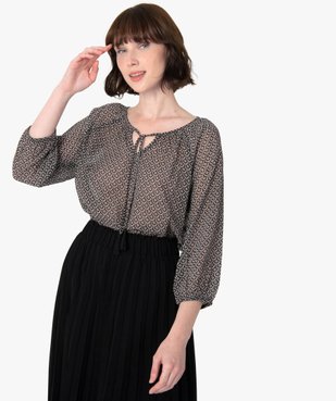 Blouse femme imprimée en voile à col rond vue1 - GEMO(FEMME PAP) - GEMO