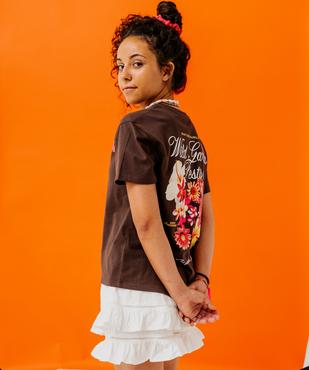 Tee-shirt manches courtes avec motifs fleuris devant et dos fille vue5 - GEMO 4G FILLE - GEMO