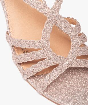 Sandales femme à talon à fines brides pailletées tressées vue7 - GEMO(URBAIN) - GEMO