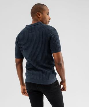 Polo en maille côtelée à encolure ouverte homme vue3 - GEMO 4G HOMME - GEMO