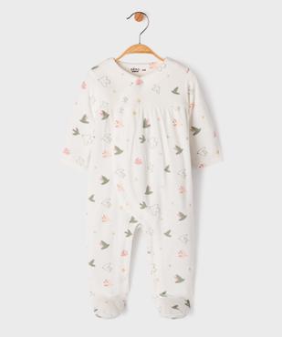 Pyjama en velours avec motifs oiseaux et fronces bébé vue1 - GEMO 4G BEBE - GEMO