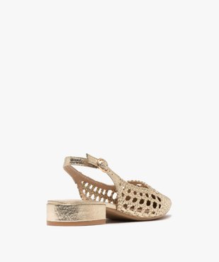 Chaussures à bout pointu et talon ouvert en tressage doré femme vue4 - FOLLOW ME - GEMO