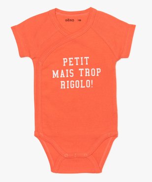Body bébé garçon à manches courtes en coton bio (lot de 3) vue3 - GEMO 4G BEBE - GEMO