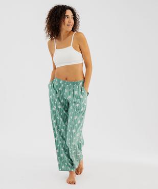 Pantalon de pyjama ample et fluide en viscose imprimée femme vue1 - GEMO 4G FEMME - GEMO