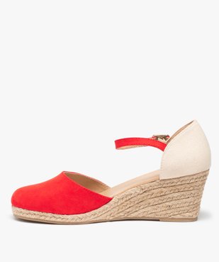 Sandales femme compensées dessus suédine unie vue3 - GEMO(URBAIN) - GEMO
