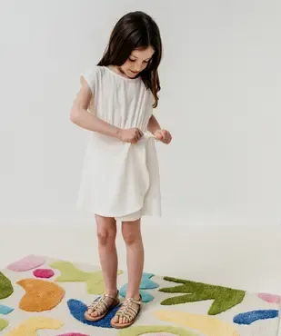 Robe courte sans manches en maille froissée fille vue1 - GEMO 4G FILLE - GEMO