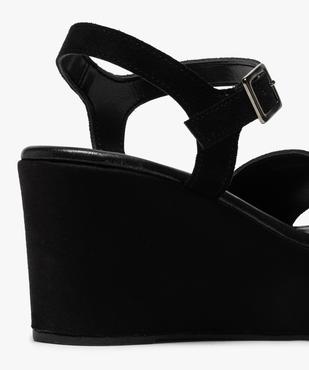 Sandales femme compensées dessus cuir suédé uni vue6 - GEMO(URBAIN) - GEMO