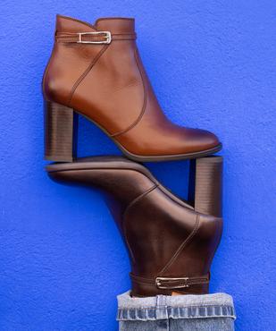 Boots en cuir à talon et bout amande femme - Tanéo vue7 - TANEO - GEMO