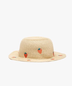Chapeau de paille à paillettes et motif fraises bébé fille vue1 - GEMO(BEBE DEBT) - GEMO