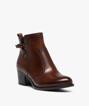 Boots femme en cuir à talon carré et à zip - Taneo vue2 - TANEO - GEMO